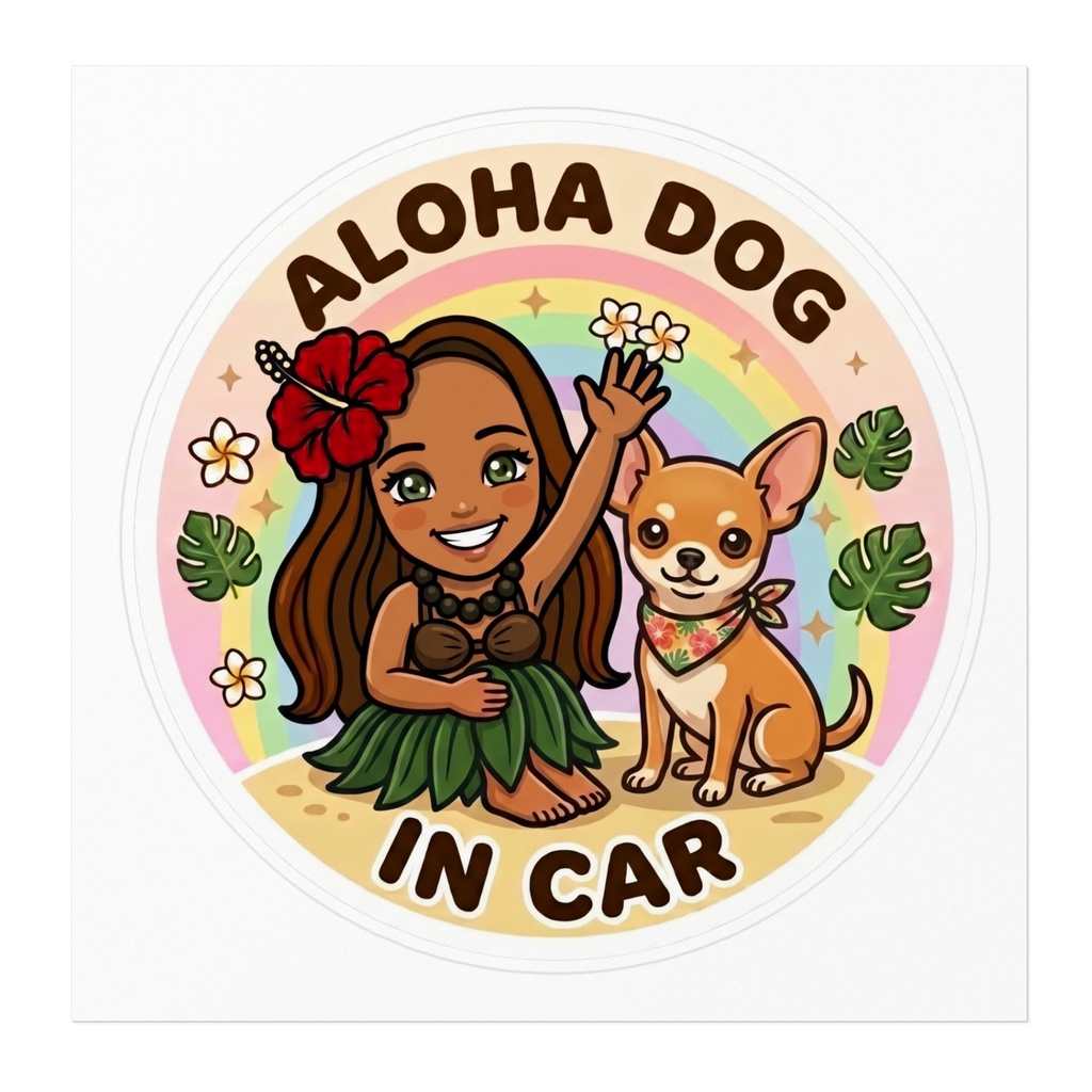 ALOHA DOG IN CAR|チワワ|ハワイアン カーステッカー