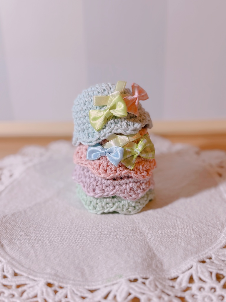 からふるりぼんの帽子(8cm ほわぬい用)