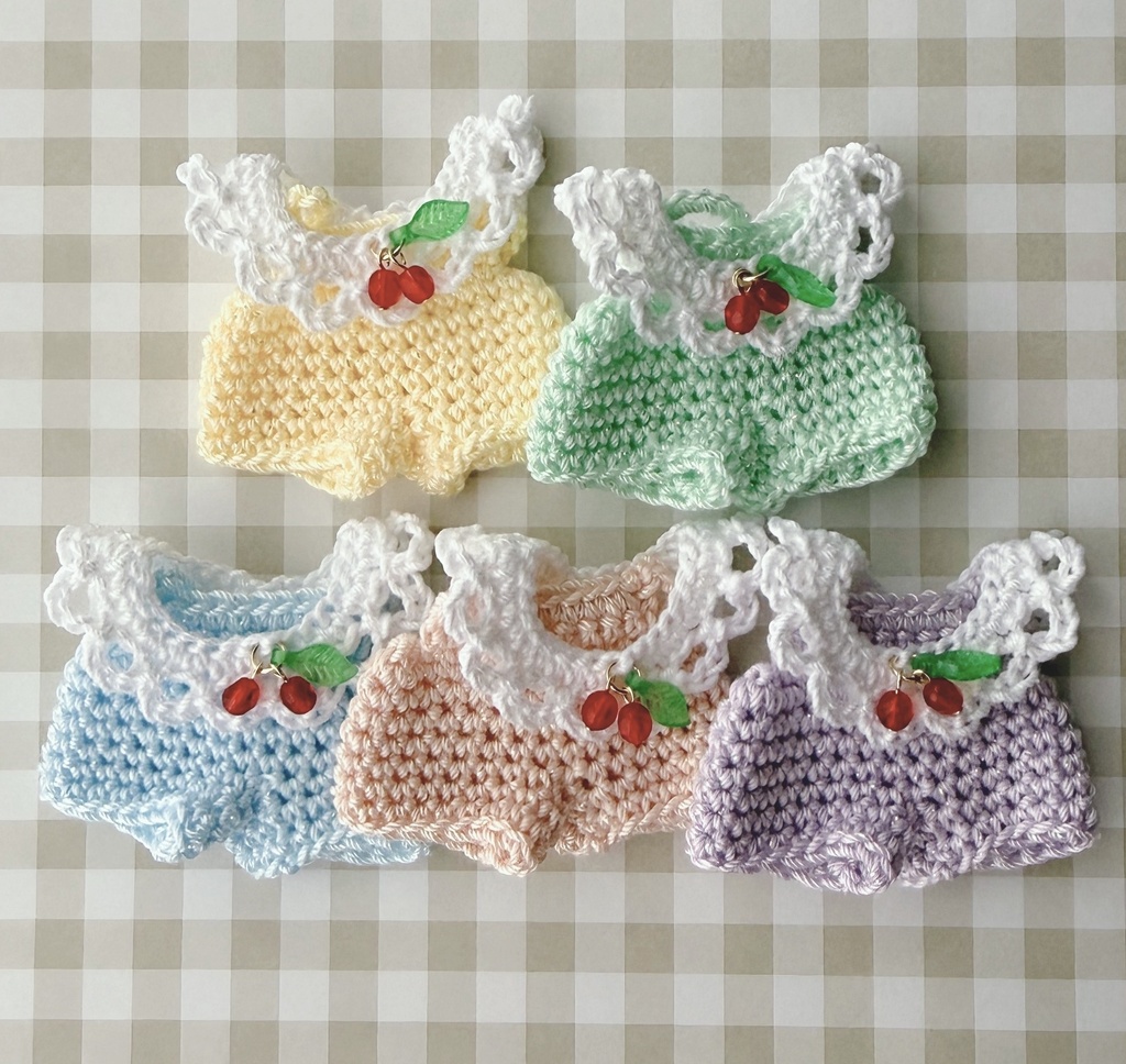 くり〜むそ〜だサロペットset(8cmぬい用)