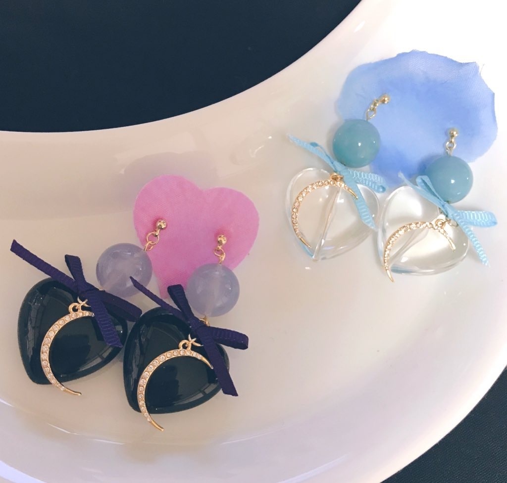 パープルムーンイヤアクセ ピアス イヤリング