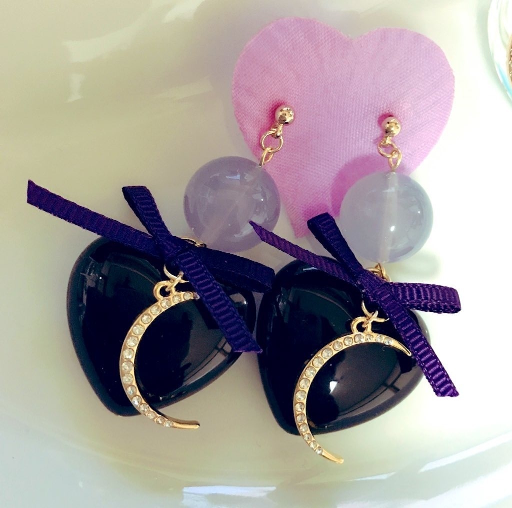 パープルムーンイヤアクセ ピアス イヤリング