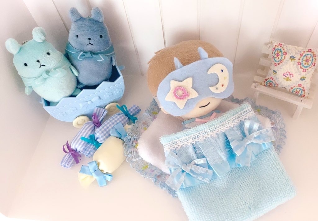 ぬい用 マスコット用 パステルブランケットとクッションのセット