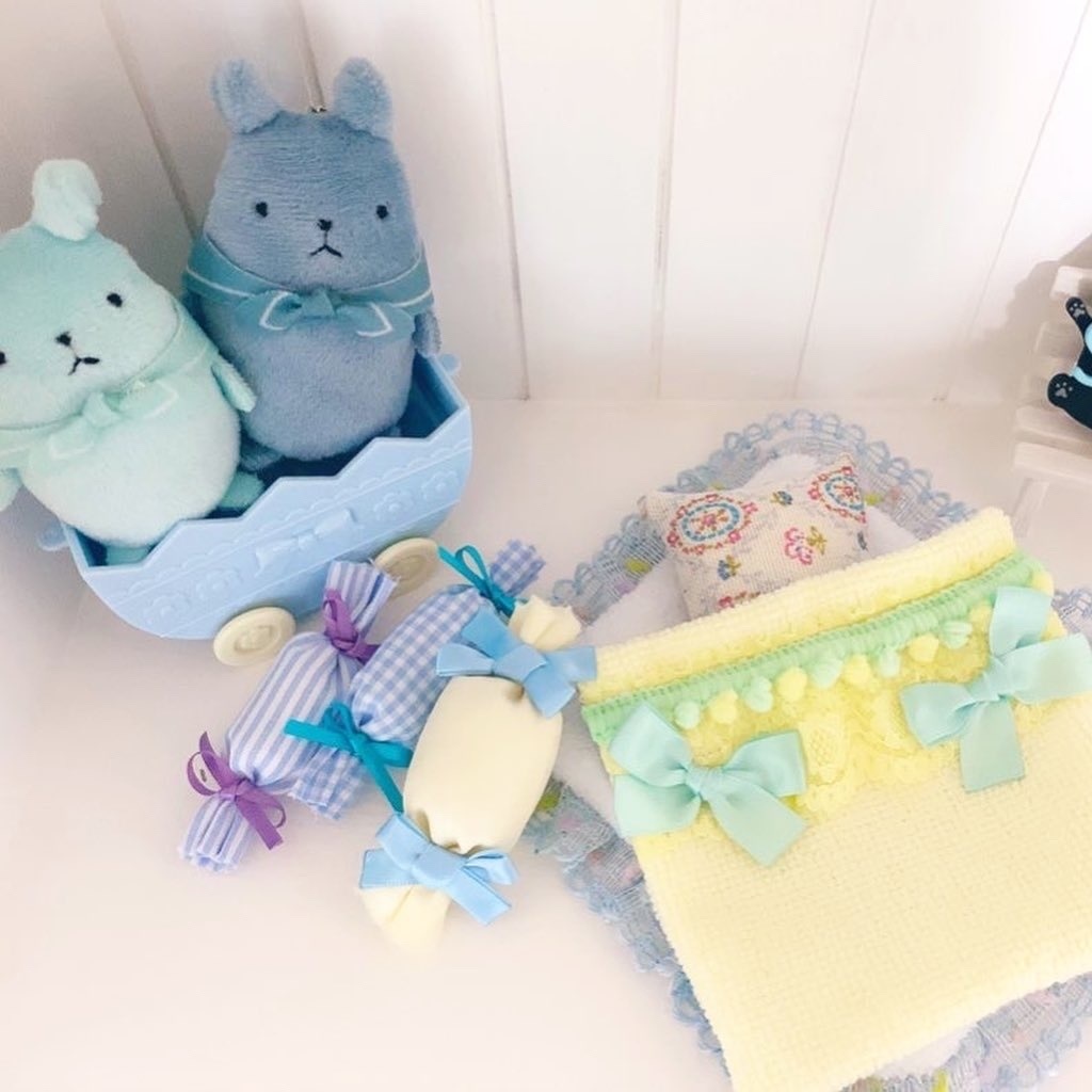 ぬい用 マスコット用 パステルブランケットとクッションのセット