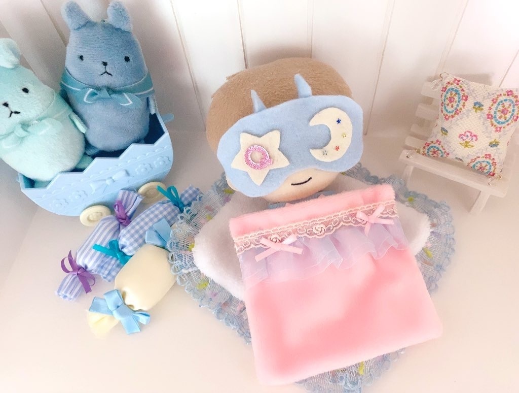 ぬい用 マスコット用 パステルブランケットとクッションのセット