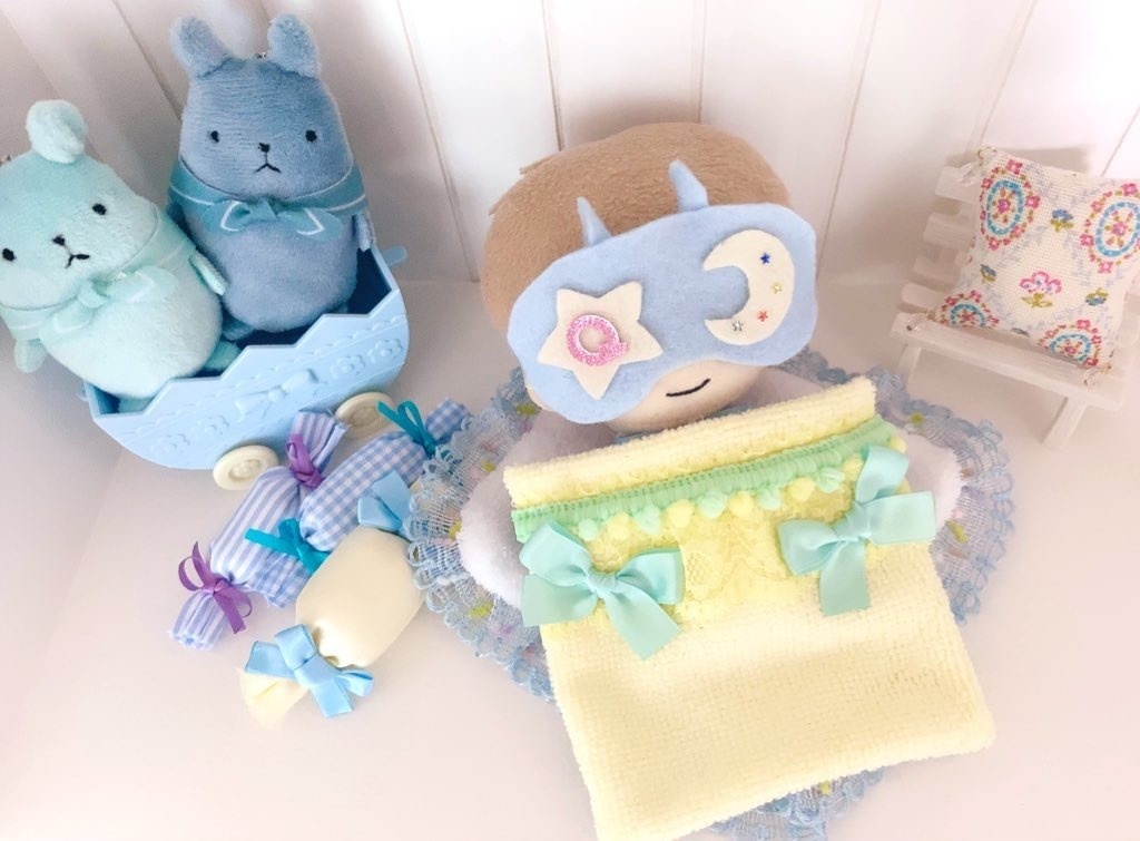 ぬい用 マスコット用 パステルブランケットとクッションのセット