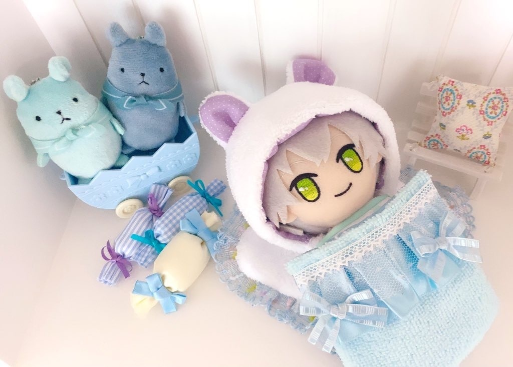 ぬい用 マスコット用 パステルブランケットとクッションのセット