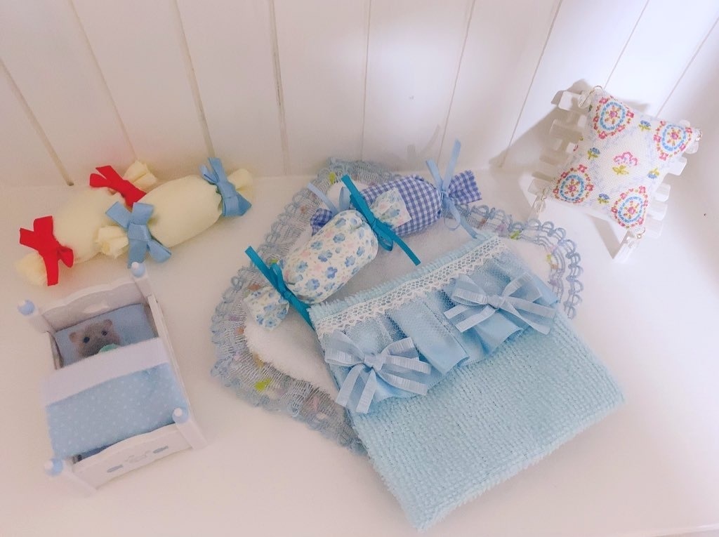 ぬい用 マスコット用 パステルブランケットとクッションのセット