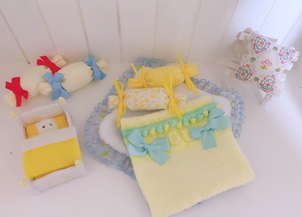 ぬい用 マスコット用 パステルブランケットとクッションのセット