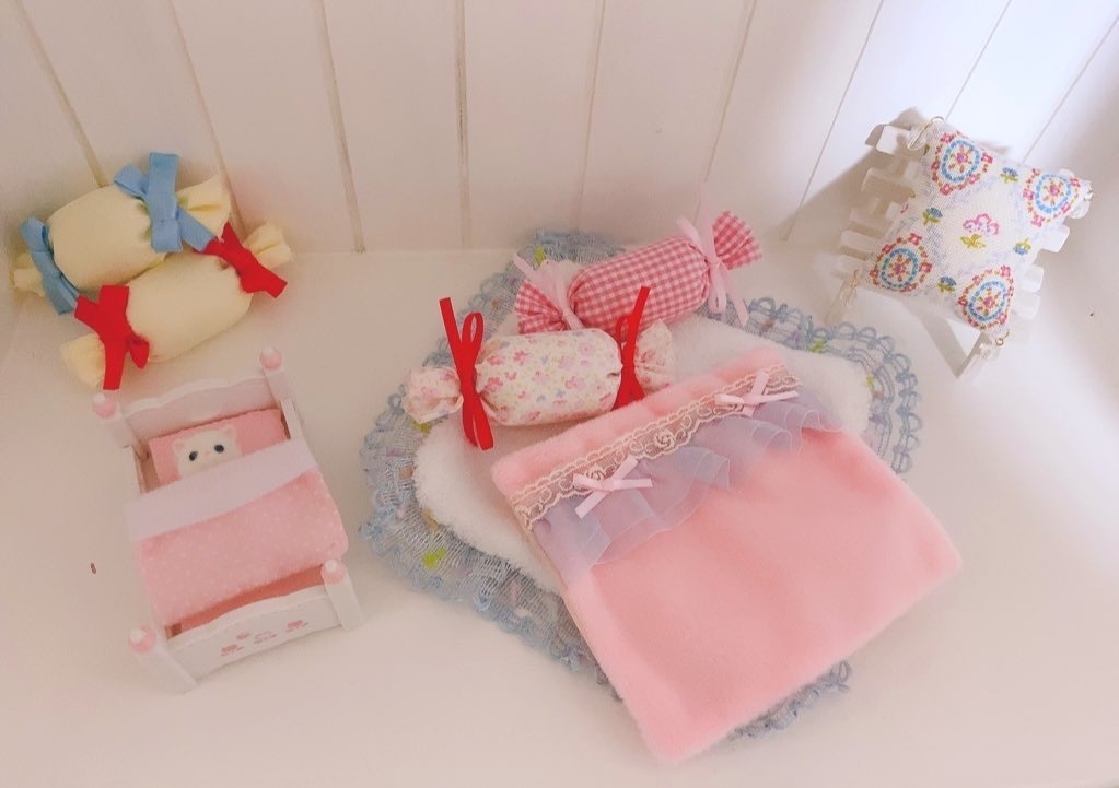 ぬい用 マスコット用 パステルブランケットとクッションのセット