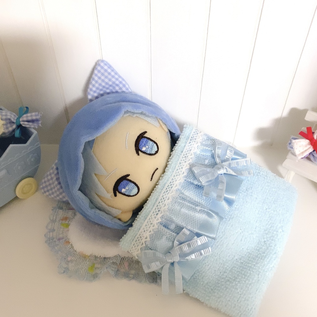 ぬい用 マスコット用 パステルブランケットとクッションのセット