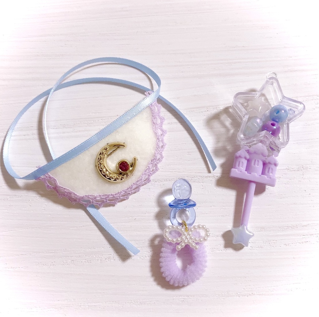 ぬいぐるみ マスコット ぬい用 小物 ガラガラ スタイ おしゃぶり BABYセット03 (商品紹介文のご確認をお願い致します)