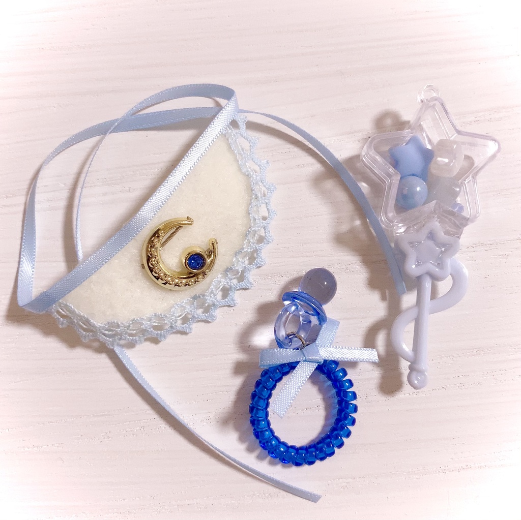 ぬいぐるみ マスコット ぬい用 小物 ガラガラ スタイ おしゃぶり BABYセット03 (商品紹介文のご確認をお願い致します)