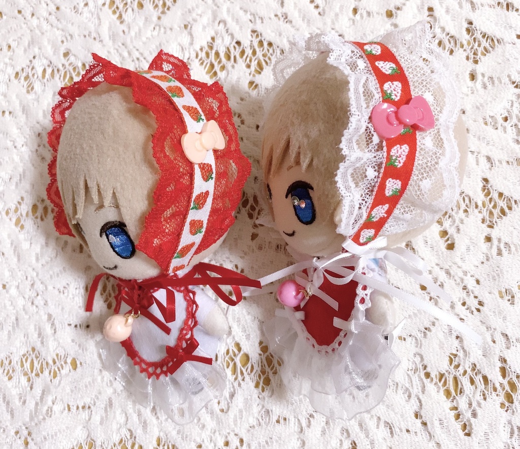 いちごのヘッドドレスとハートエプロンの いちごのかわいい妖精さんセット(再販の為パーツ変更有)