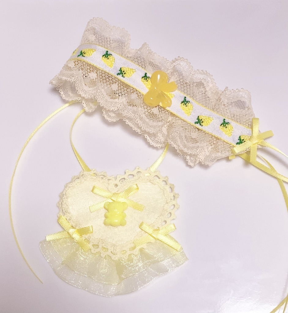 いちごのヘッドドレスとハートエプロンの いちごのかわいい妖精さんセット(再販の為パーツ変更有)