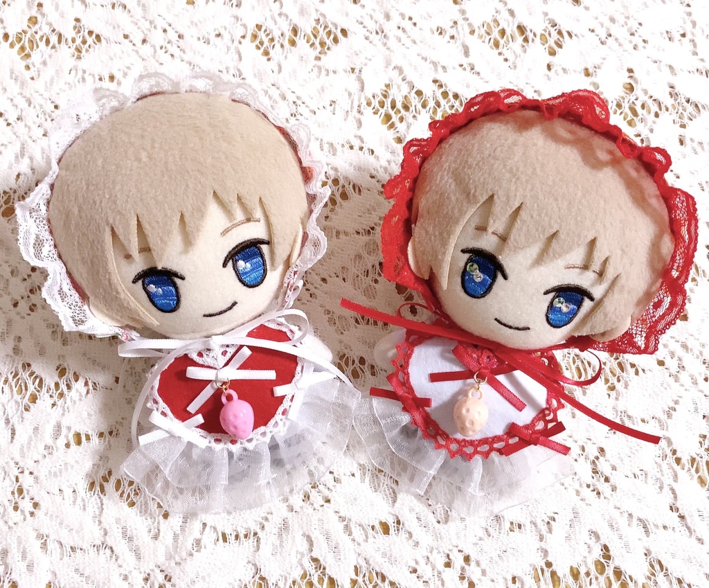 いちごのヘッドドレスとハートエプロンの いちごのかわいい妖精さんセット(再販の為パーツ変更有)