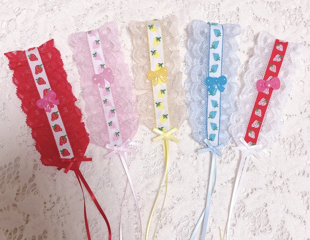 いちごのヘッドドレスとハートエプロンの いちごのかわいい妖精さんセット(再販の為パーツ変更有)