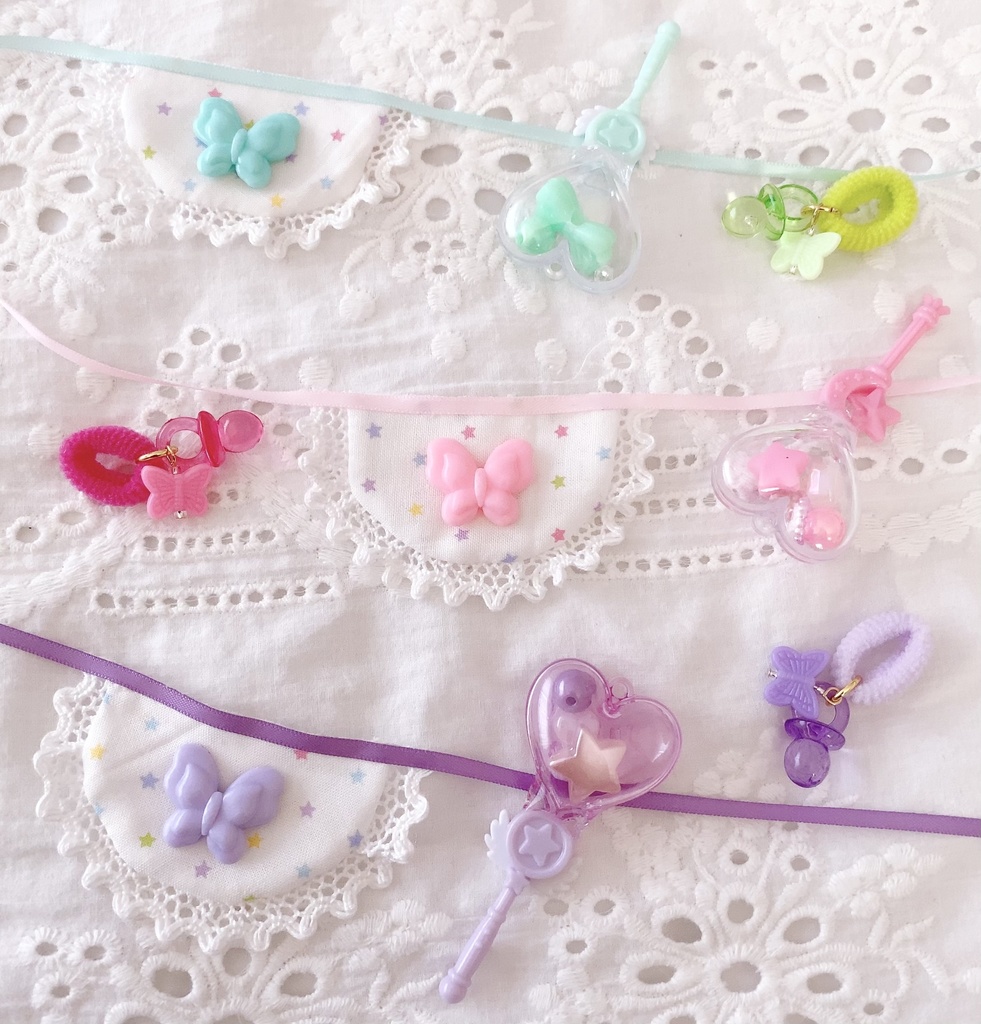 ぬいぐるみ マスコット ぬい用 小物 ガラガラ スタイ おしゃぶり BABYセット04 (ご注文前に商品紹介ページの内容をご一読下さいませ)