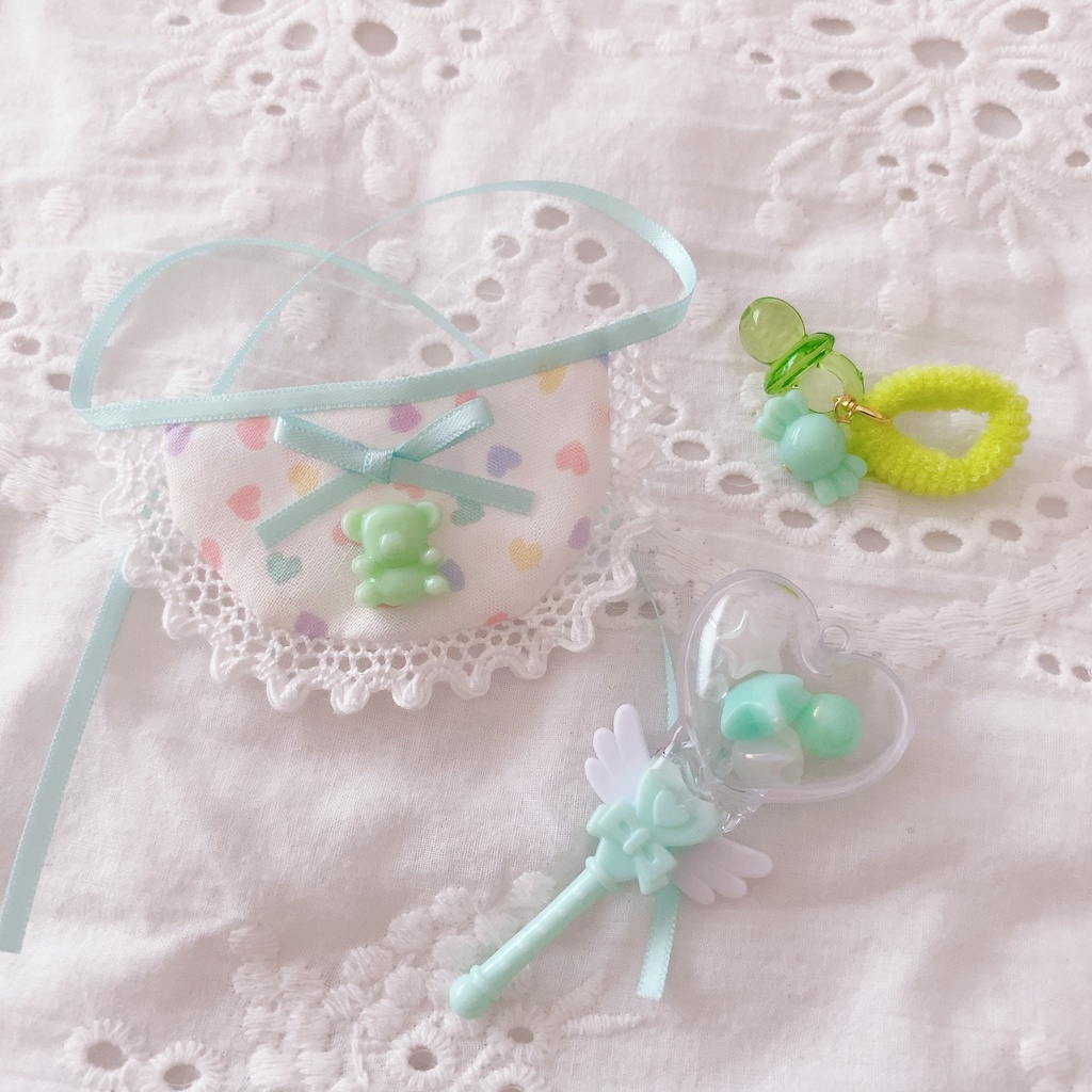 ぬいぐるみ マスコット ぬい用 小物 ガラガラ スタイ おしゃぶり BABYセット04 (ご注文前に商品紹介ページの内容をご一読下さいませ)