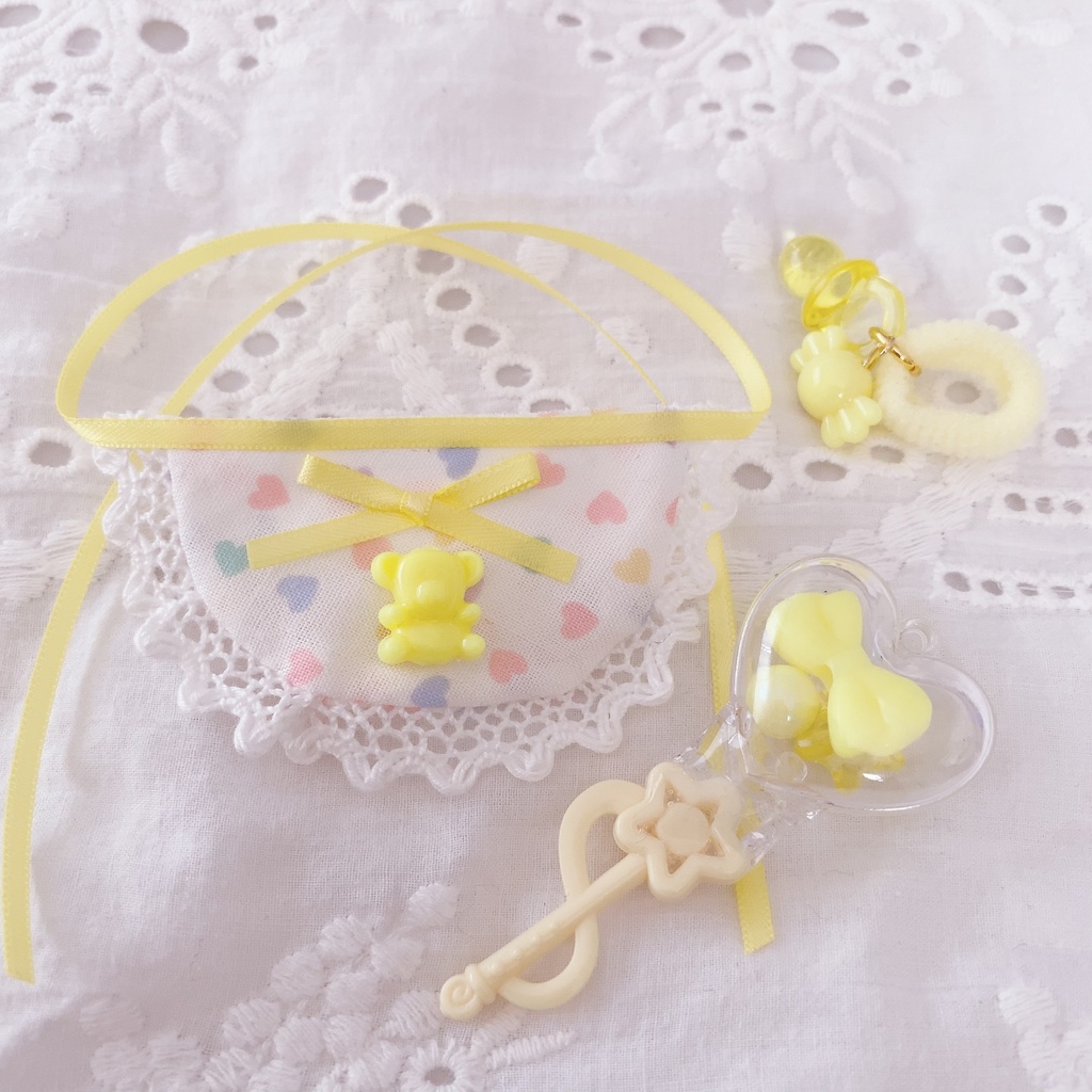 ぬいぐるみ マスコット ぬい用 小物 ガラガラ スタイ おしゃぶり BABYセット04 (ご注文前に商品紹介ページの内容をご一読下さいませ)