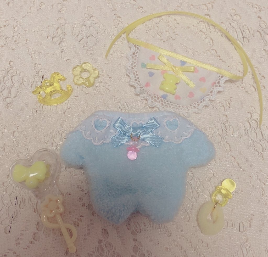 ぬいぐるみ マスコット ぬい用 小物 ガラガラ スタイ おしゃぶり BABYセット04 (ご注文前に商品紹介ページの内容をご一読下さいませ)