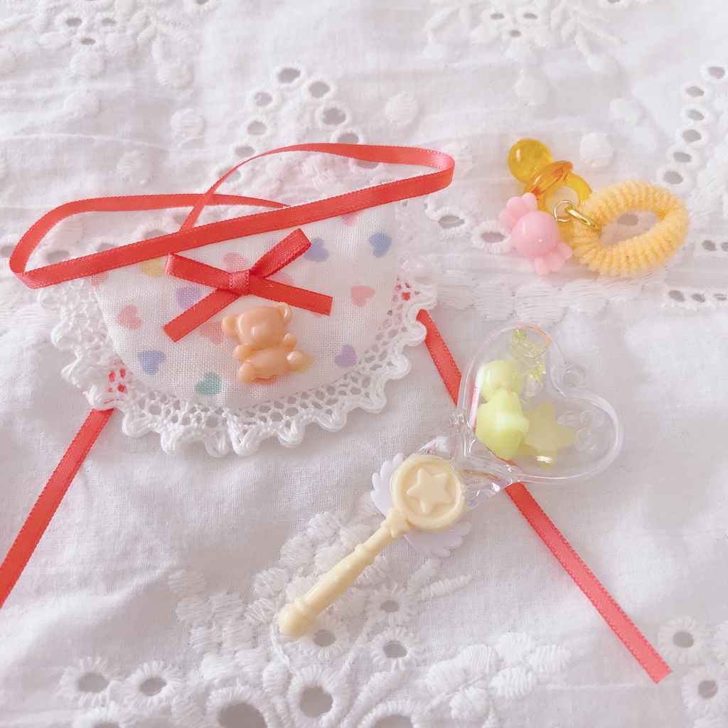 ぬいぐるみ マスコット ぬい用 小物 ガラガラ スタイ おしゃぶり BABYセット04 (ご注文前に商品紹介ページの内容をご一読下さいませ)