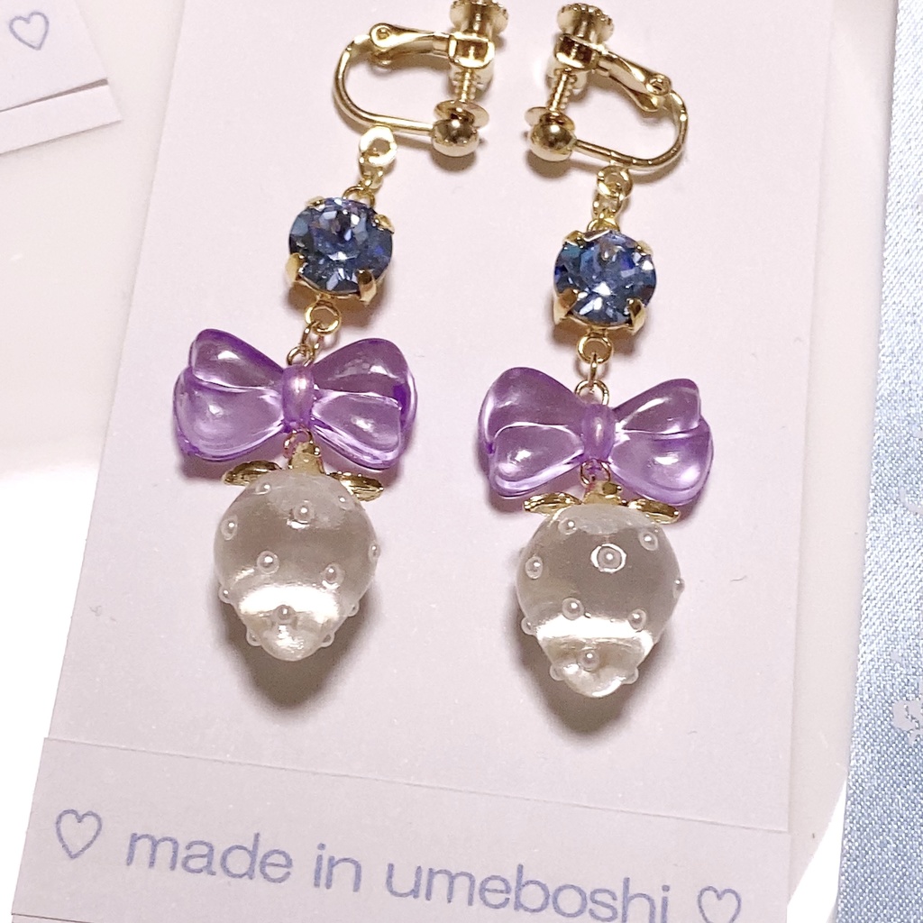 Fata dei fiori〜かわいい苺とお花の妖精さんイヤアクセサリー