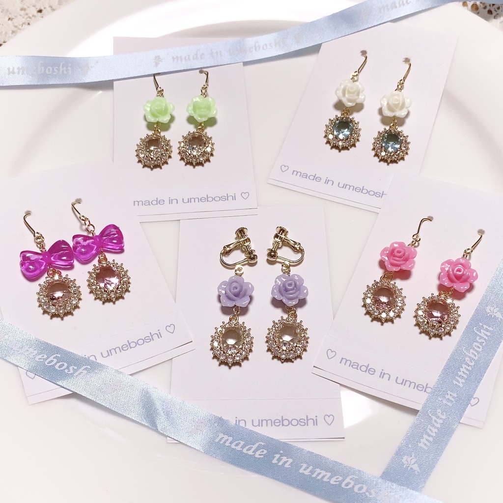 Fata dei fiori〜かわいい苺とお花の妖精さんイヤアクセサリー