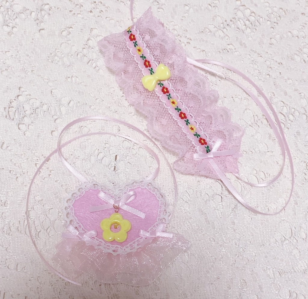 お花のヘッドドレスとハートのエプロンのかわいいお花の妖精さんセット