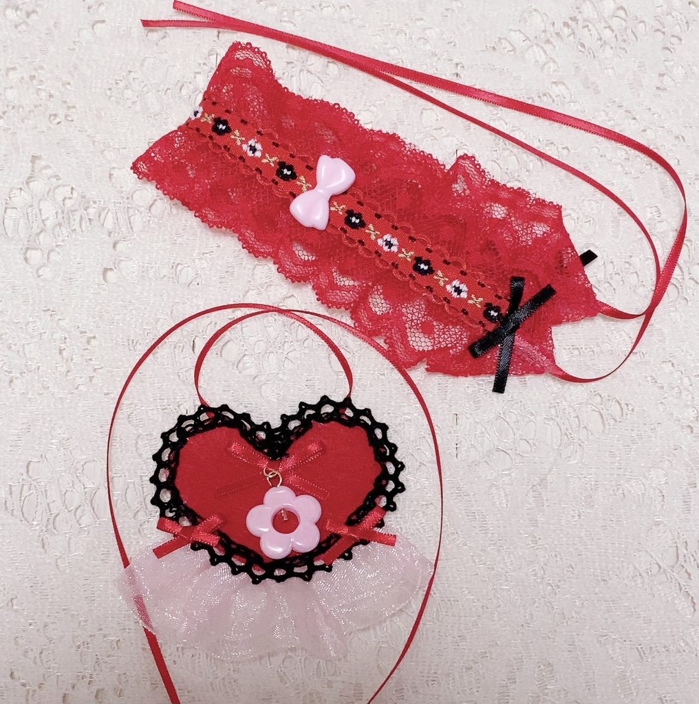 お花のヘッドドレスとハートのエプロンのかわいいお花の妖精さんセット