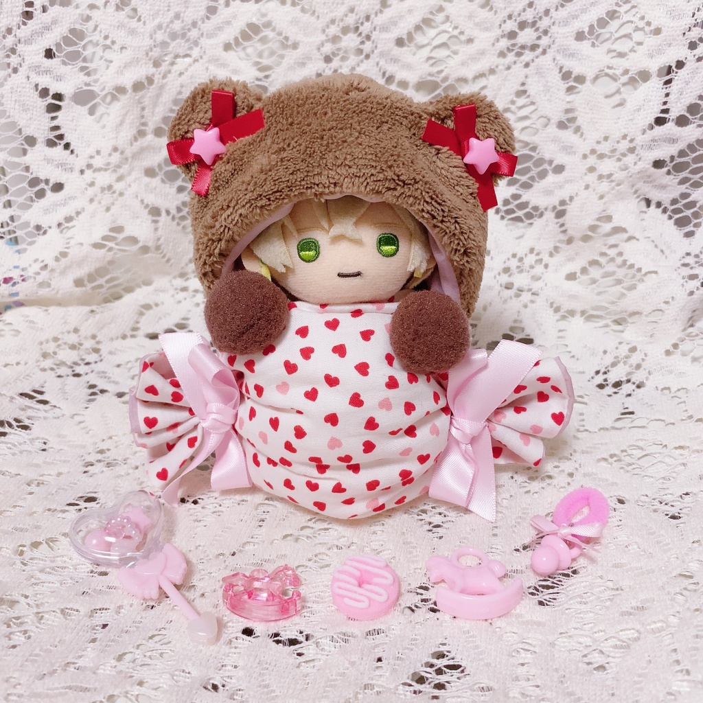 ボンボン♡ヌヌース ~飴玉とくまさんの着ぐるみ風ぬいぐるみスタンド~
