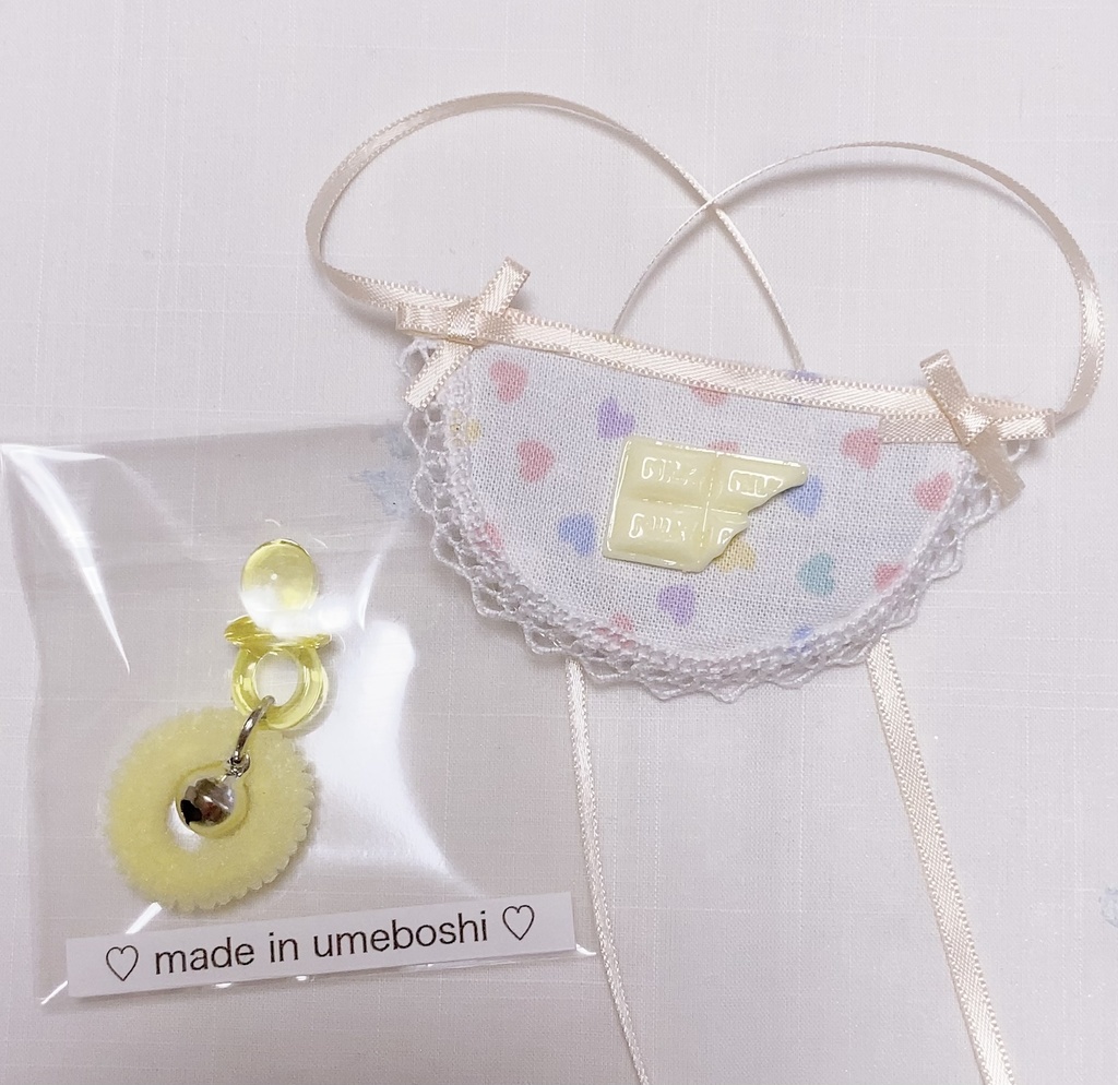 お楽しみ♡BABYセット ガチャ ~ぬいぐるみ マスコット 人形用 スタイ・おしゃぶり のセット~ 第2弾!スイーツバージョン♡