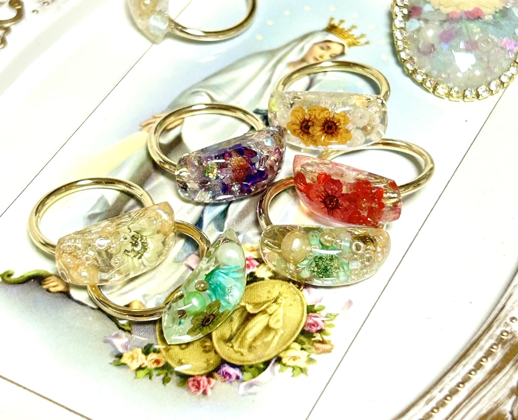 透明×推し色 レトロ リング