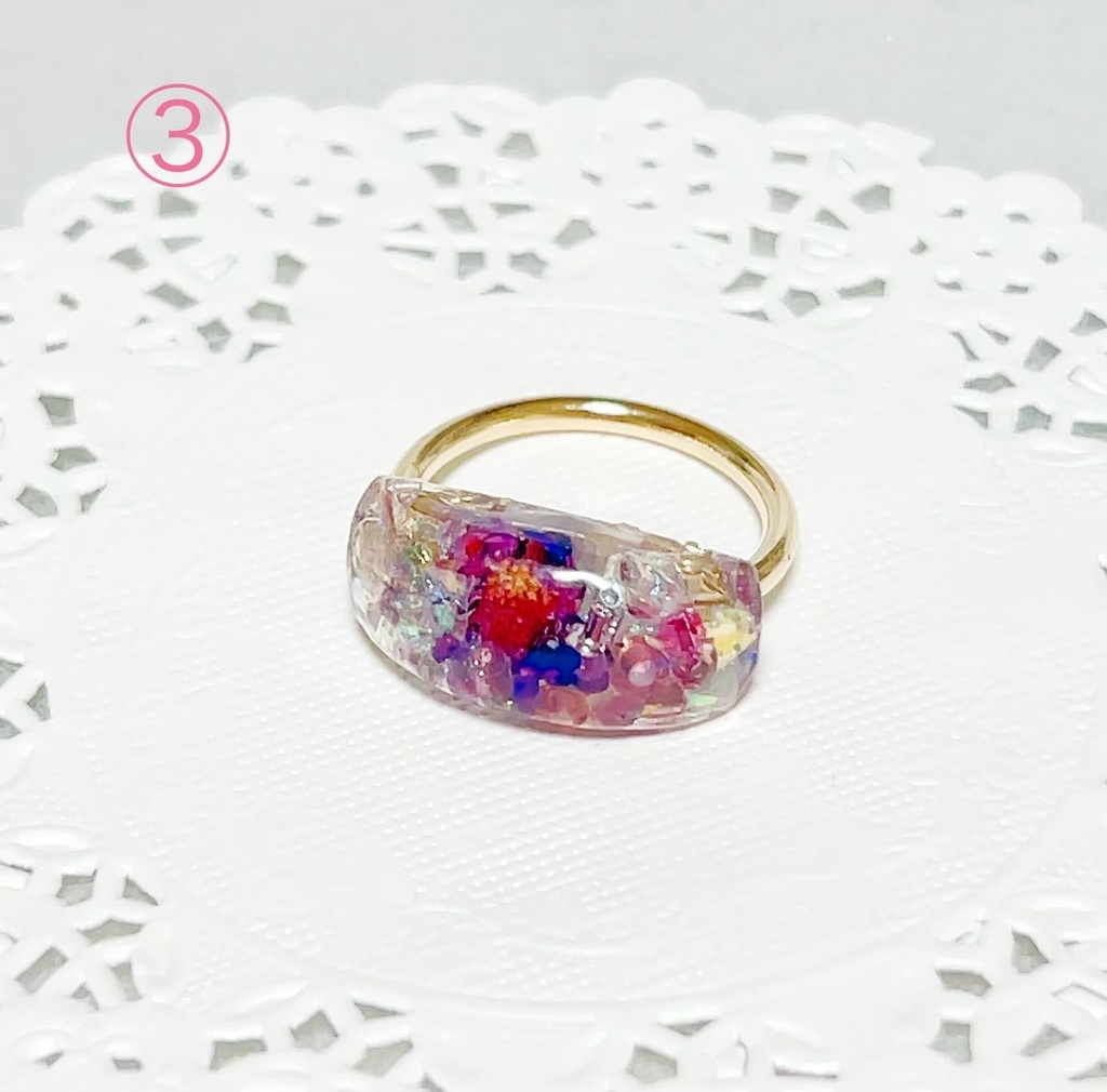 透明×推し色 レトロ リング