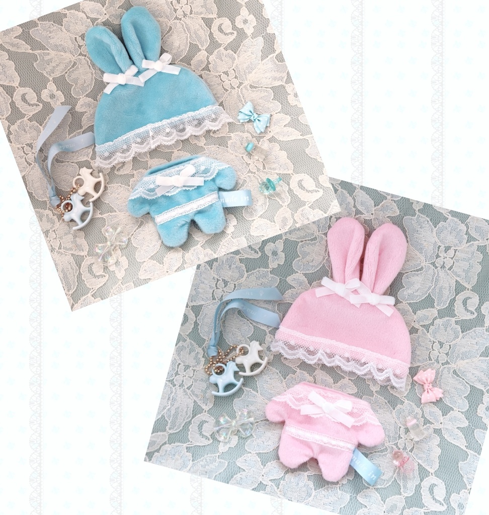 2026 New collections レトロうさちゃん帽子とお洋服のセット