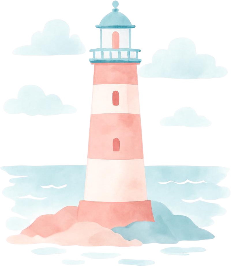 やさしい旅の水彩イラスト集|ピンク×水色アンティーク|透過PNG・10種類