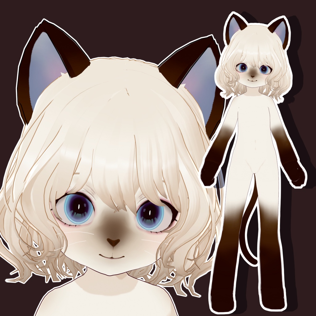 シャムネコもどきのルン【オリジナル3Dモデル】