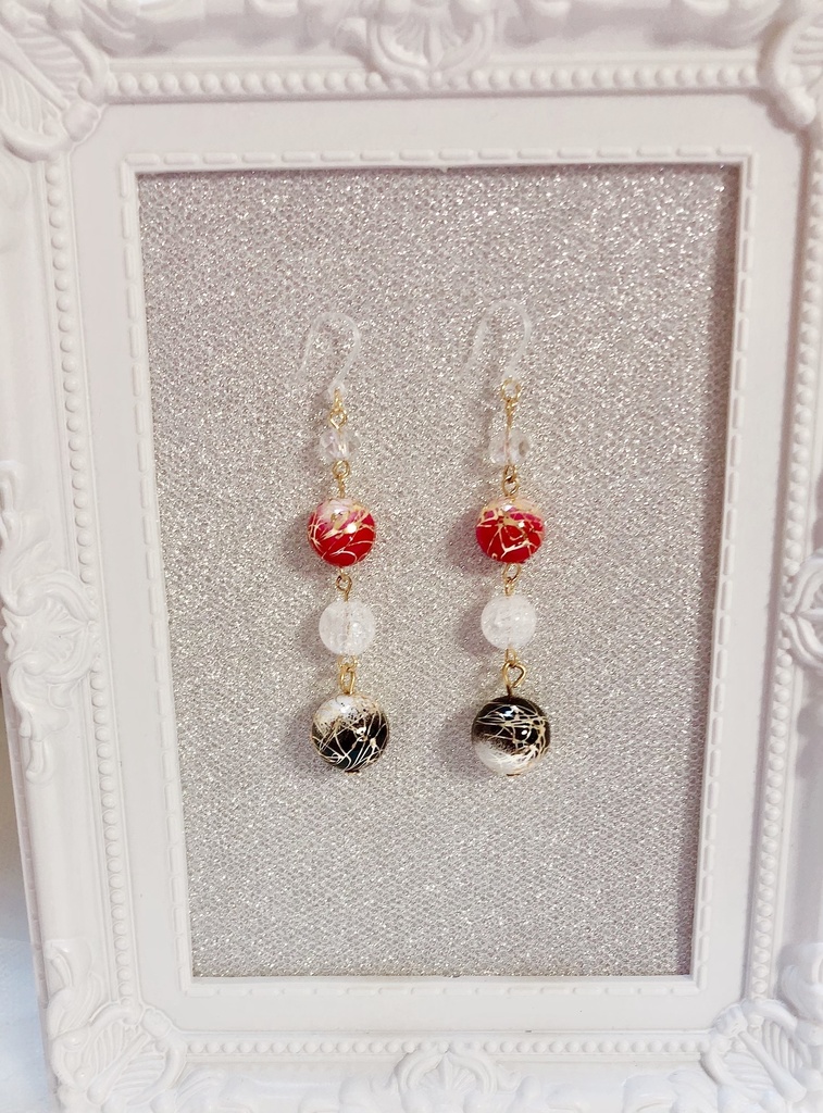 和柄 赤×黒 ピアス