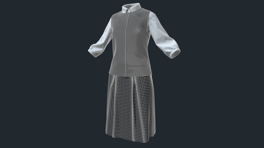 女性用オフィス制服 3Dアセット / 日本風 / 高品質PBR