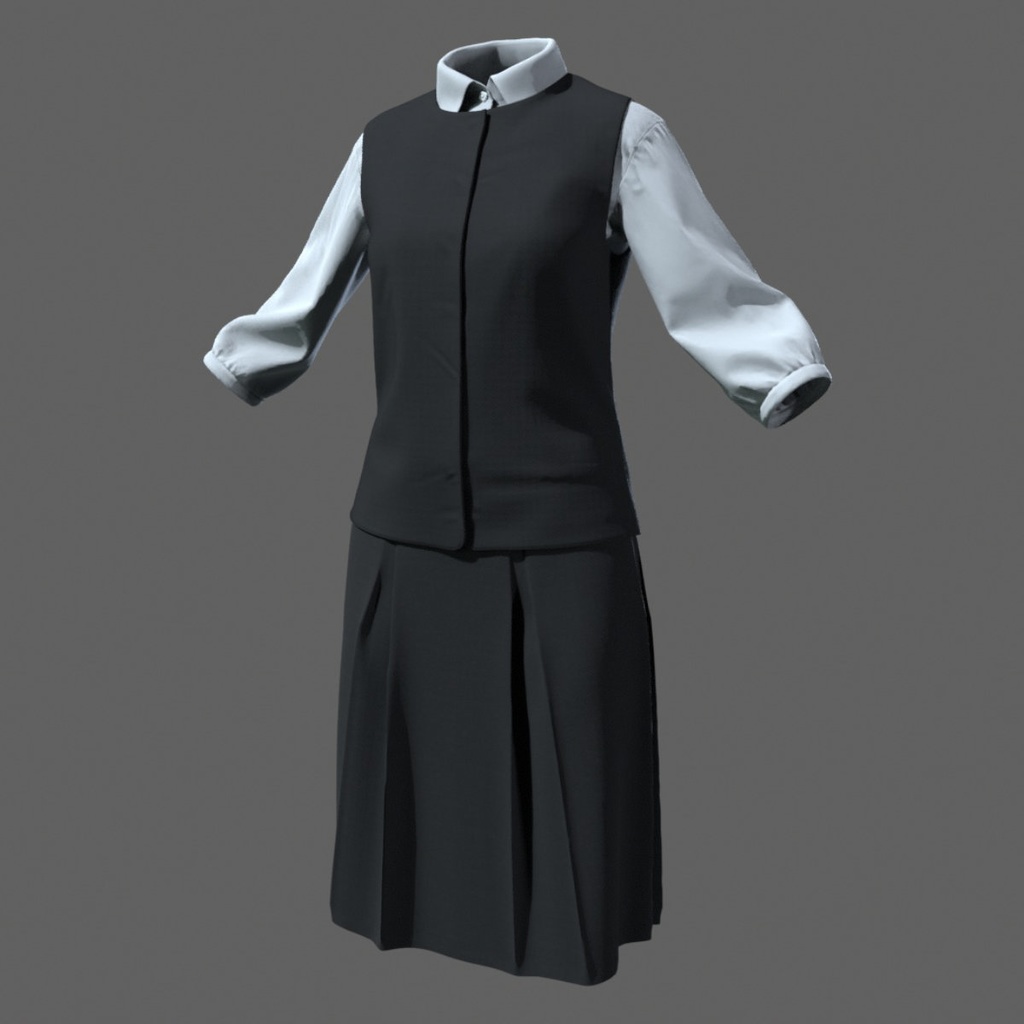 女性用オフィス制服 3Dアセット / 日本風 / 高品質PBR