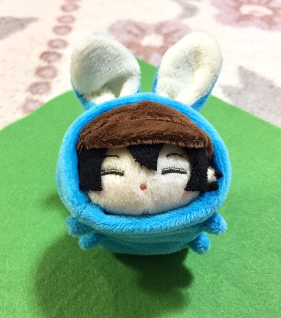 【受注生産】もちもちマスコットミニ用着ぐるみ・ウインクイヤーうさちゃん(スカイブルー) うさぎ きぐるみ