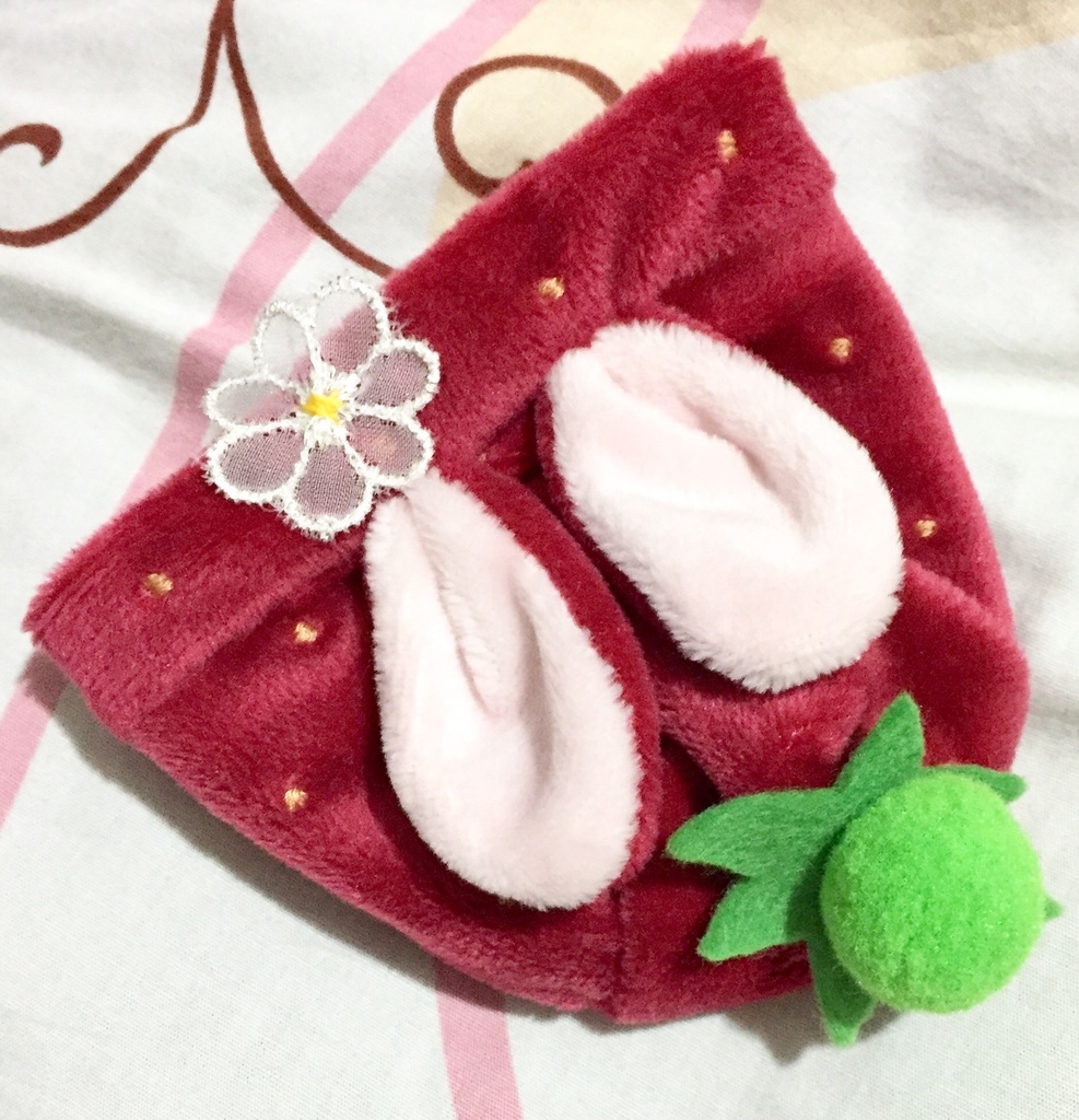 【受注生産】もちもちマスコット用着ぐるみ・いちごうさちゃん(ワインレッド) うさぎ 苺