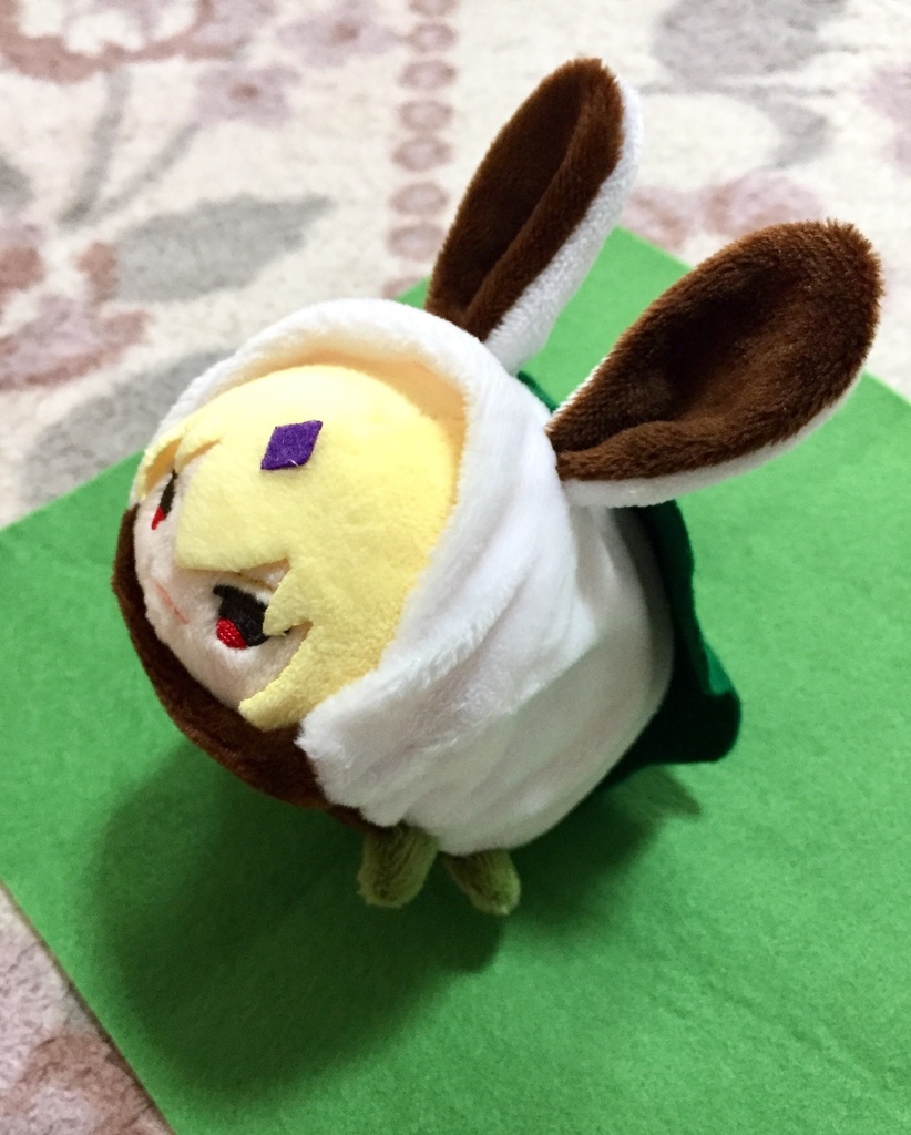 【受注生産】もちもちマスコット用着ぐるみ・柏もちうさちゃん(白×グリーン) うさぎ 柏餅