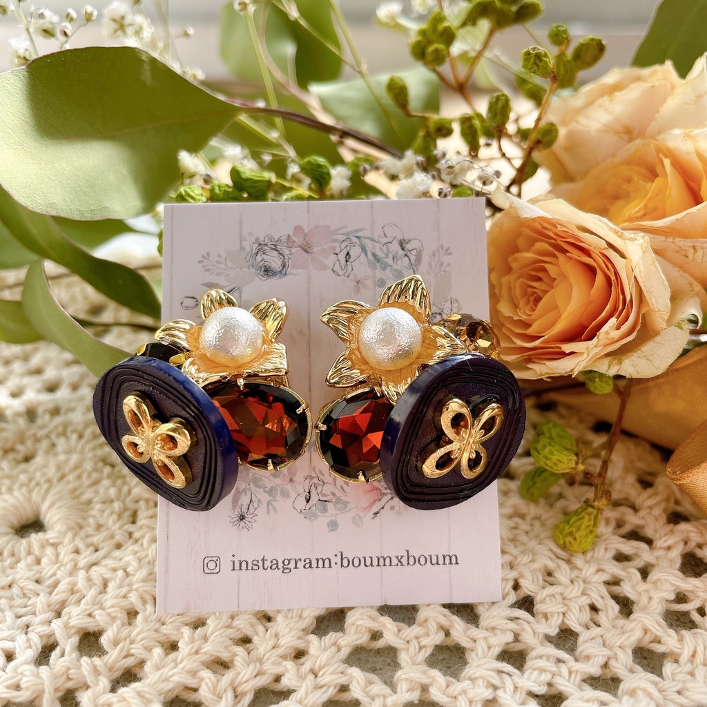 ヴィンテージボタンピアス/0020