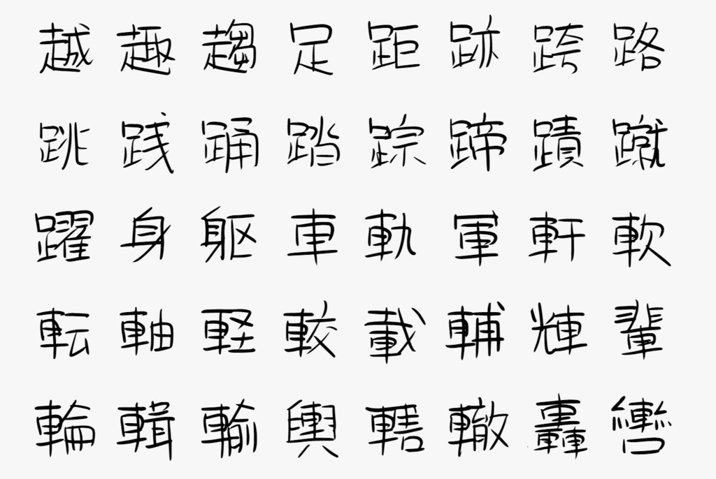 常用漢字手書きフォント「略字手書き」