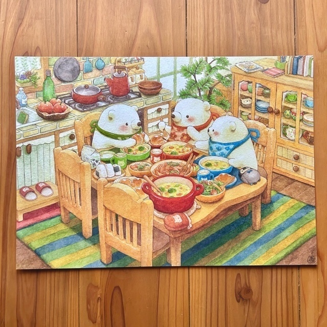 B4イラスト「仲良し兄弟の楽しい食卓」