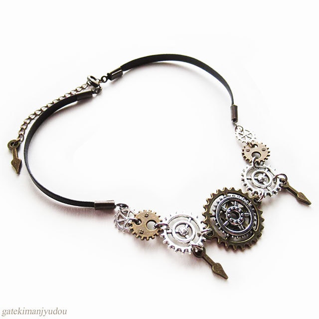 歯車のレザーチョーカー【長さ変更可】