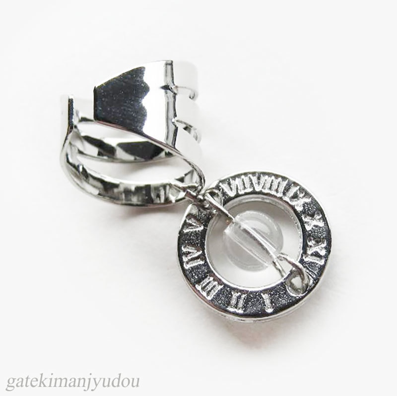 水晶×ナンバーリング◇3連風イヤーカフス