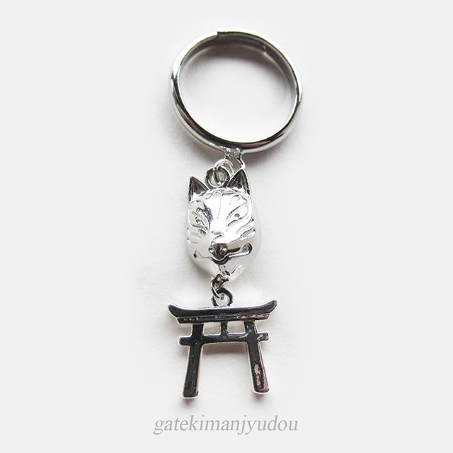 狐面と鳥居の指輪(フリーサイズ)