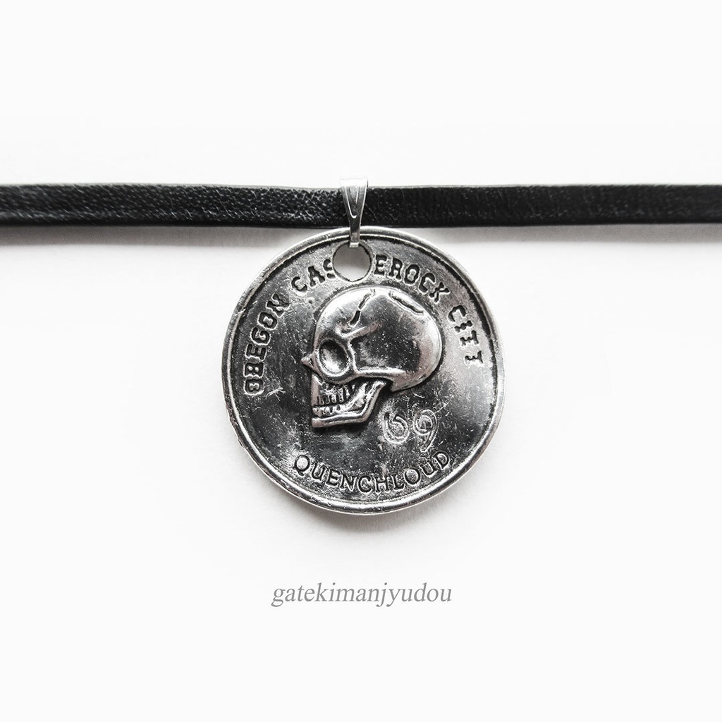 スカルコイン69レザーチョーカー【長さ変更可】