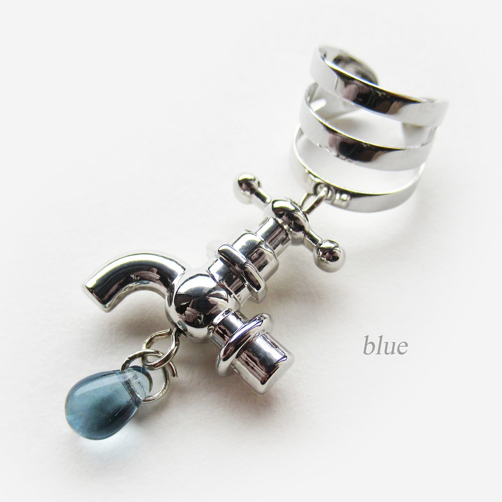 蛇口イヤーカフ/ブルーorクリア